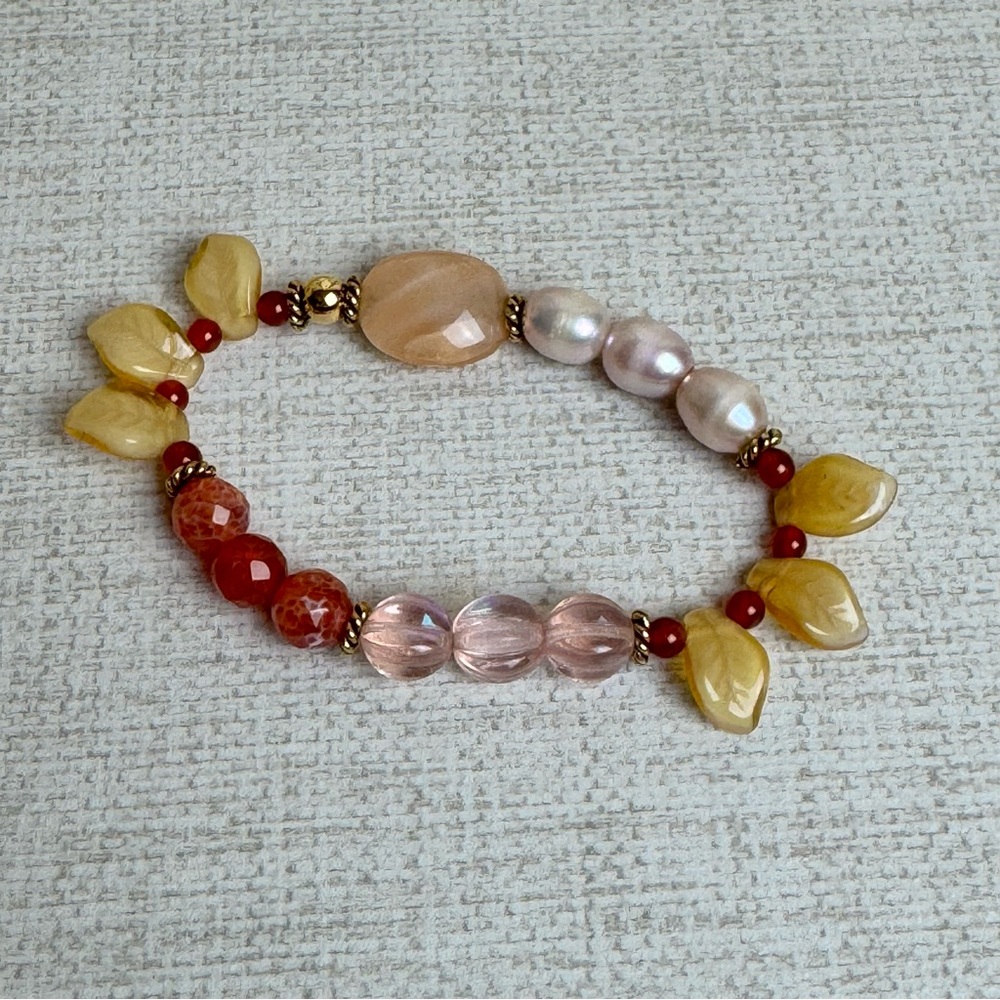 Bohemian Multicolor Pearl, stone, glass Beaded Bracelet